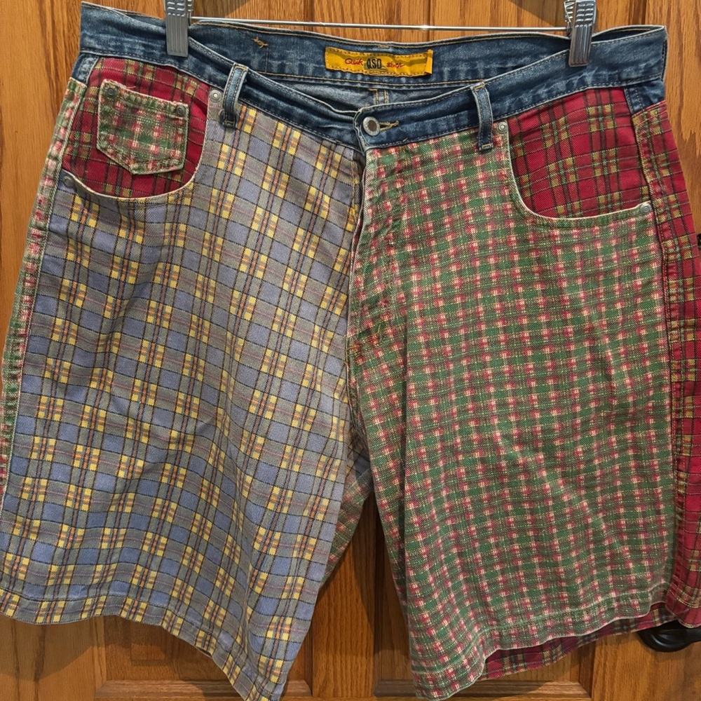VTG Quicksilver Shorts Tag 38 Acutal 37 Jorts 80s Color Block Plaid VERY RARE